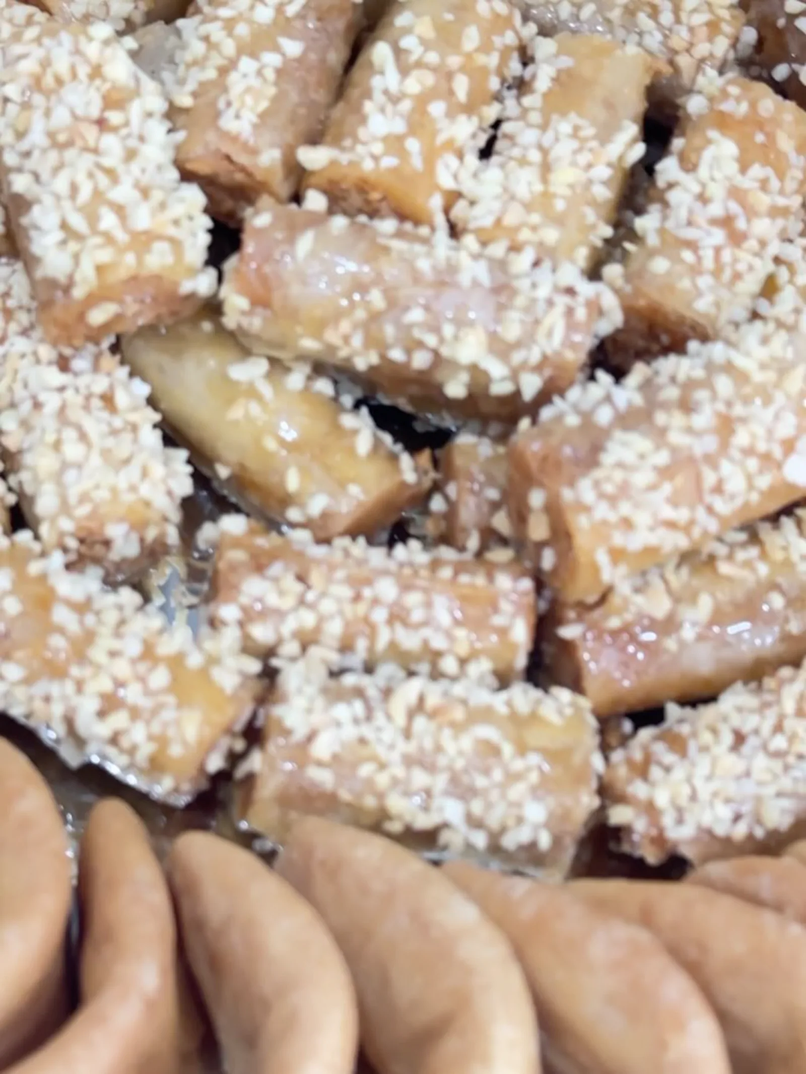 Bouchées au sésame et miel, vue rapprochée